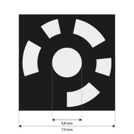 Referenčn&iacute; značky 0,8 mm, k&oacute;dovan&eacute; 8-427, b&iacute;l&eacute;, se středn&iacute; adhezn&iacute; silou fotografie produktu