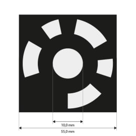 Referenčn&iacute; značky 10,0 mm, k&oacute;dovan&eacute; 8-427, b&iacute;l&eacute;, se středn&iacute; adhezn&iacute; silou fotografie produktu