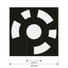 Referenčn&iacute; značky 3,0 mm, k&oacute;d 8 - 427, b&iacute;l&aacute;, středn&iacute; lepic&iacute; s&iacute;la fotografie produktu